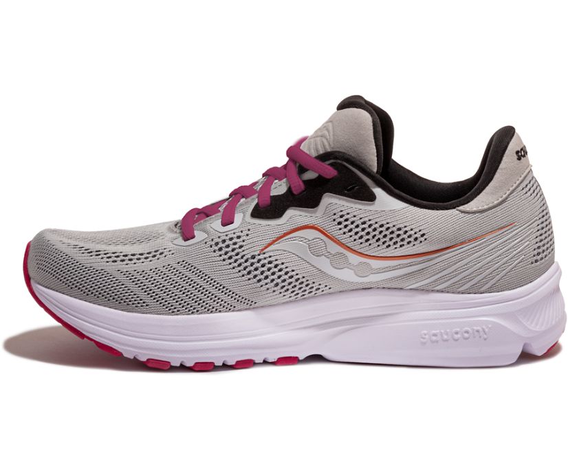 Women's Saucony Ride 14 Wide Running Shoes Grey / Pink | Singapore 202ZUTG